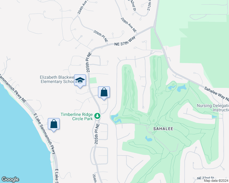 map of restaurants, bars, coffee shops, grocery stores, and more near 3133 Sahalee Drive West in Sammamish