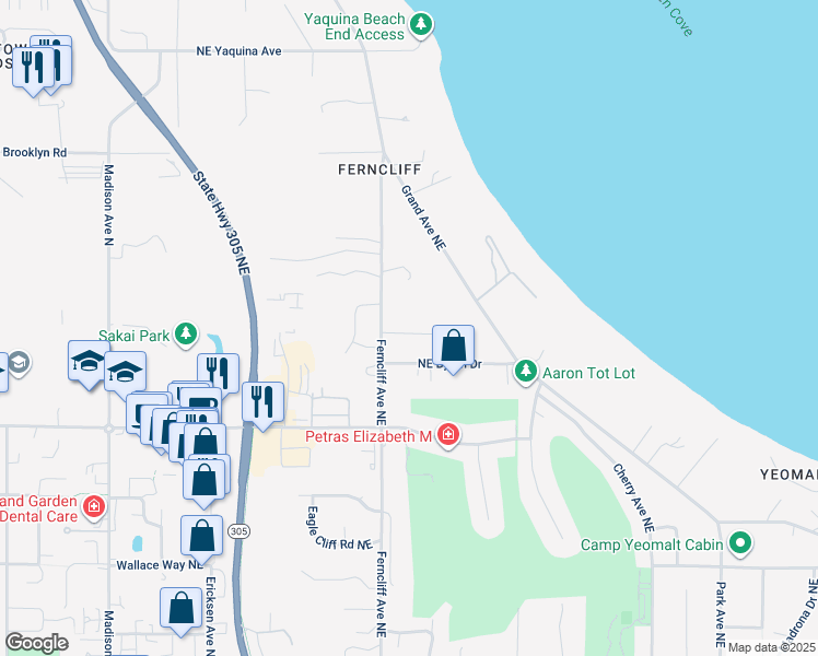 map of restaurants, bars, coffee shops, grocery stores, and more near 10482 Northeast Quiet Valley Lane in Bainbridge Island