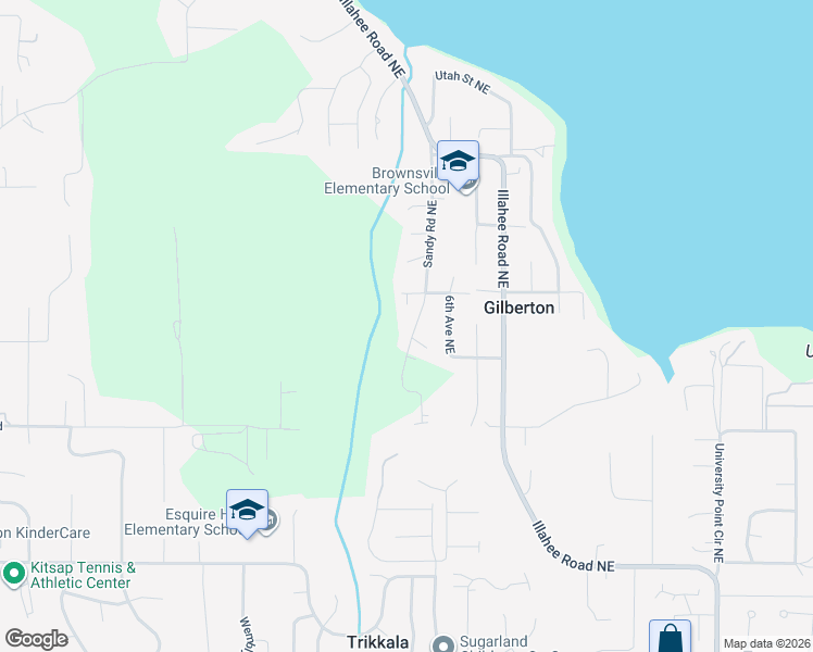 map of restaurants, bars, coffee shops, grocery stores, and more near 8161 Sandy Road Northeast in Bremerton
