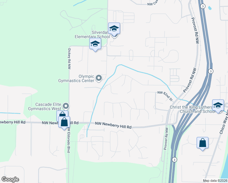 map of restaurants, bars, coffee shops, grocery stores, and more near 8382 Kayla Place Northwest in Silverdale