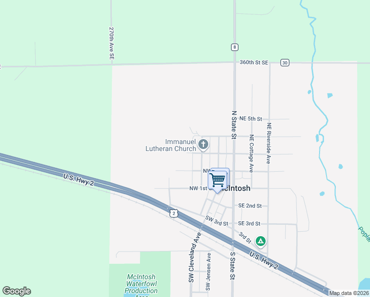 map of restaurants, bars, coffee shops, grocery stores, and more near 330 ADJ Southwest 2nd Street in McIntosh