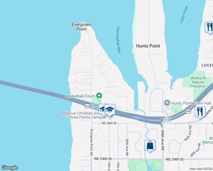 map of restaurants, bars, coffee shops, grocery stores, and more near 3215 78th Place Northeast in Medina