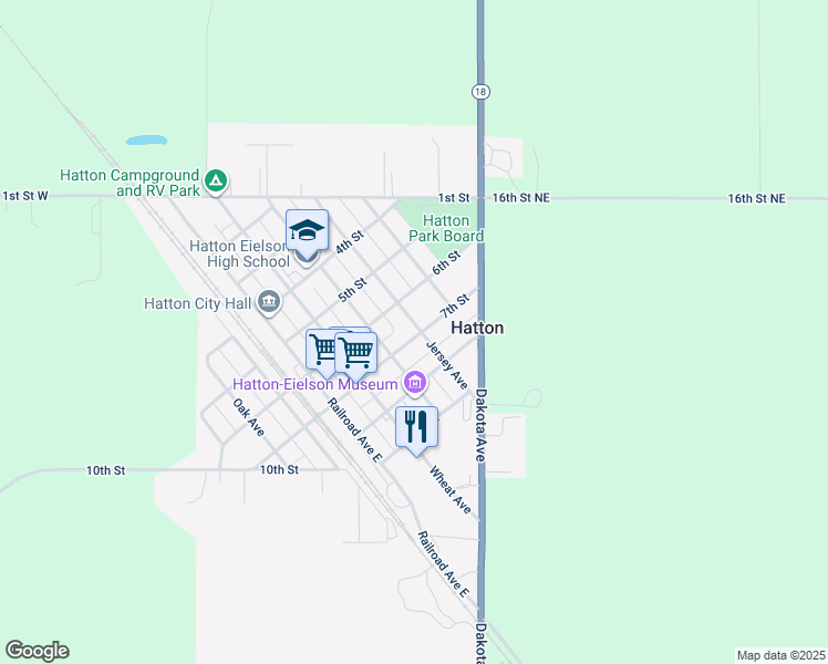 map of restaurants, bars, coffee shops, grocery stores, and more near 600-698 Jersey Avenue in Hatton
