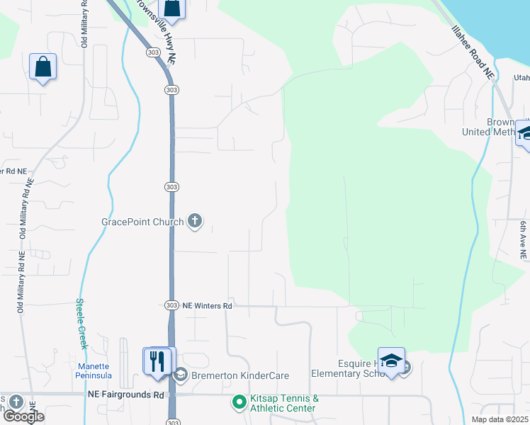 map of restaurants, bars, coffee shops, grocery stores, and more near 8414 Kaster Drive Northeast in Bremerton