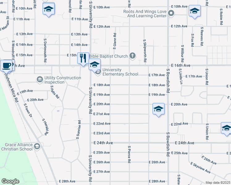 map of restaurants, bars, coffee shops, grocery stores, and more near 10913 East 19th Avenue in Spokane Valley