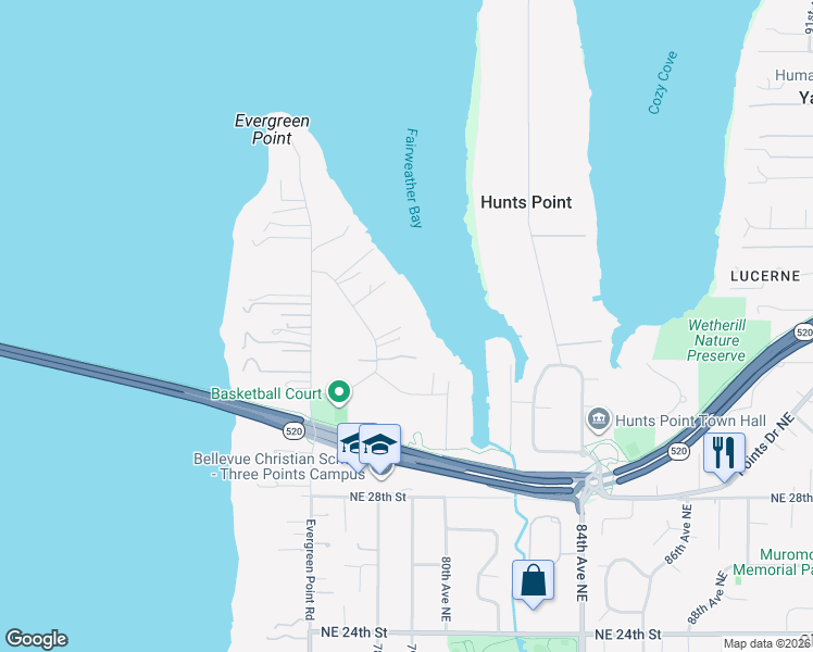 map of restaurants, bars, coffee shops, grocery stores, and more near 3232 78th Place Northeast in Medina