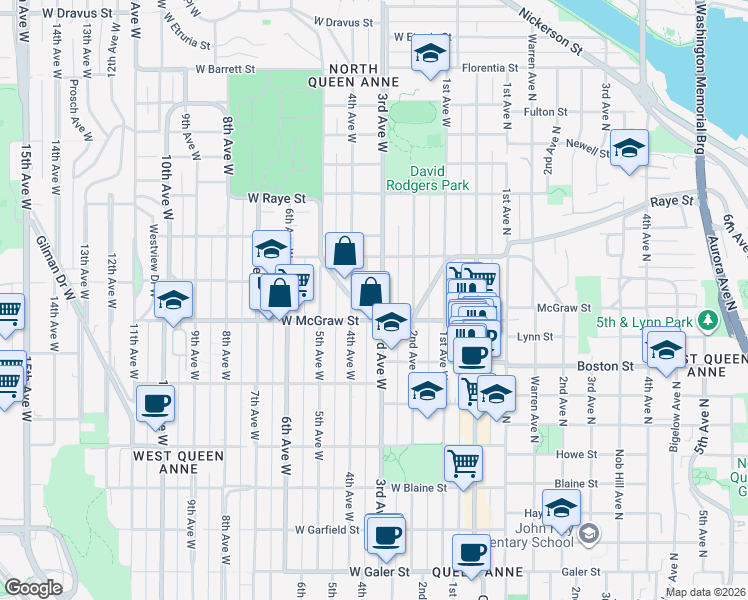 map of restaurants, bars, coffee shops, grocery stores, and more near 2419 3rd Avenue in Seattle