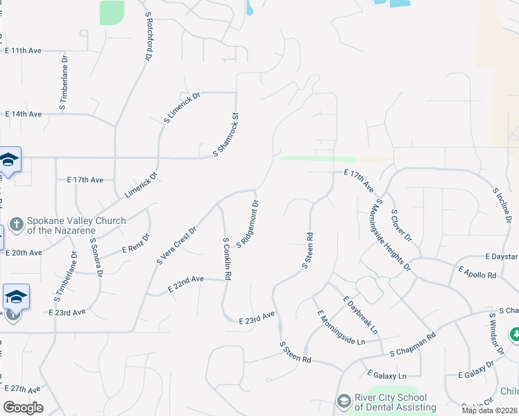 map of restaurants, bars, coffee shops, grocery stores, and more near 1809 South Ridgemont Drive in Spokane County