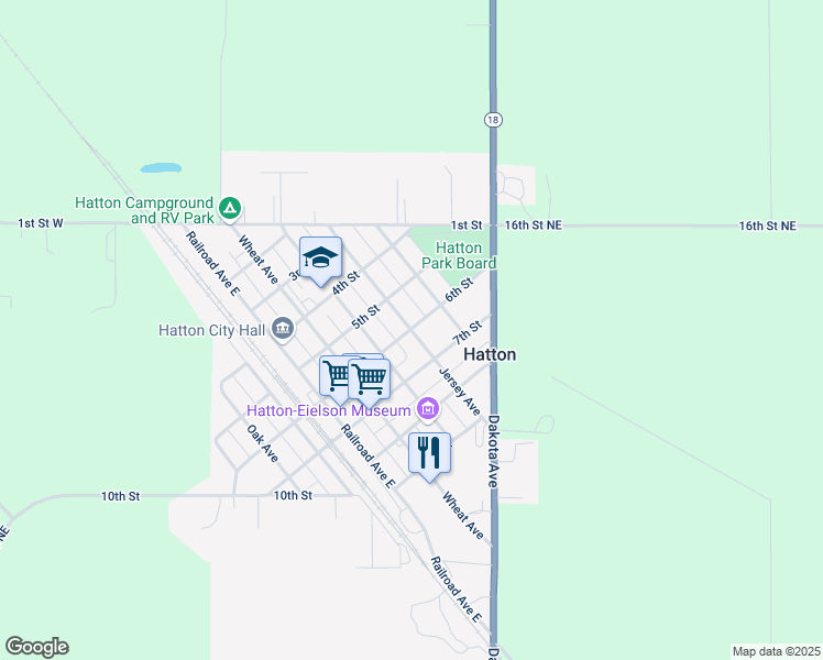 map of restaurants, bars, coffee shops, grocery stores, and more near 600 Jersey Avenue in Hatton