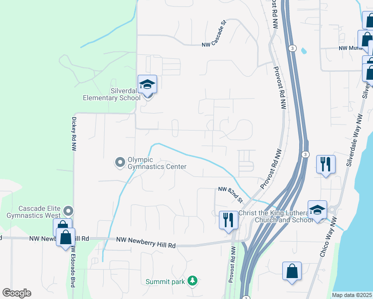 map of restaurants, bars, coffee shops, grocery stores, and more near 4979 Knute Anderson Road Northwest in Silverdale