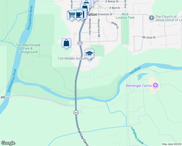 map of restaurants, bars, coffee shops, grocery stores, and more near 3656 McKinley Avenue in Carnation