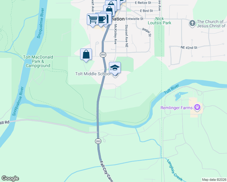 map of restaurants, bars, coffee shops, grocery stores, and more near 3665 McKinley Avenue in Carnation