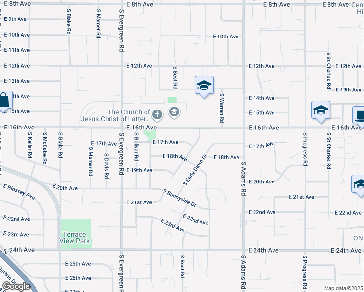 map of restaurants, bars, coffee shops, grocery stores, and more near 14224 East 17th Avenue in Spokane Valley