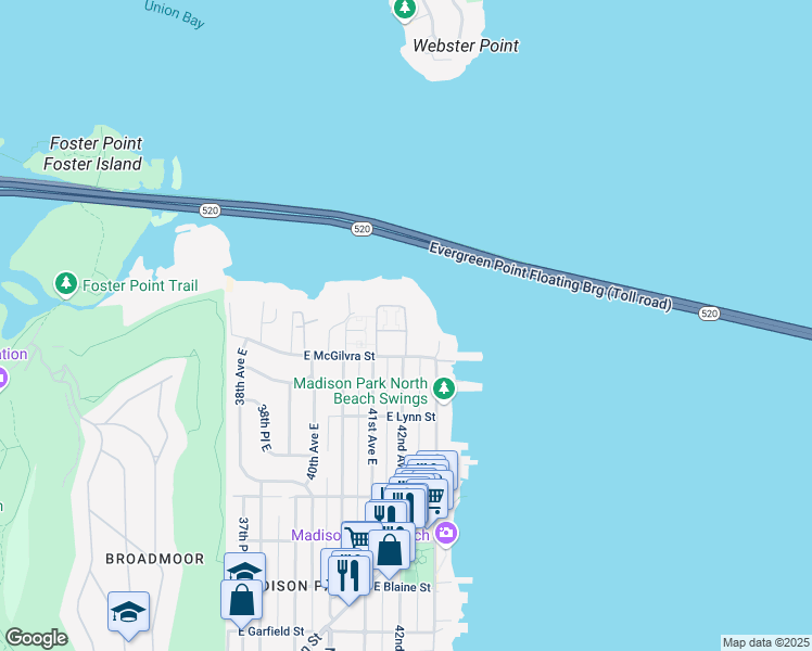 map of restaurants, bars, coffee shops, grocery stores, and more near 2516 42nd Avenue East in Seattle