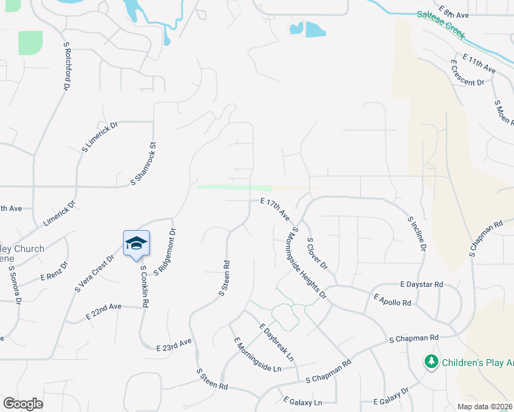 map of restaurants, bars, coffee shops, grocery stores, and more near 1709 South Steen Road in Spokane County