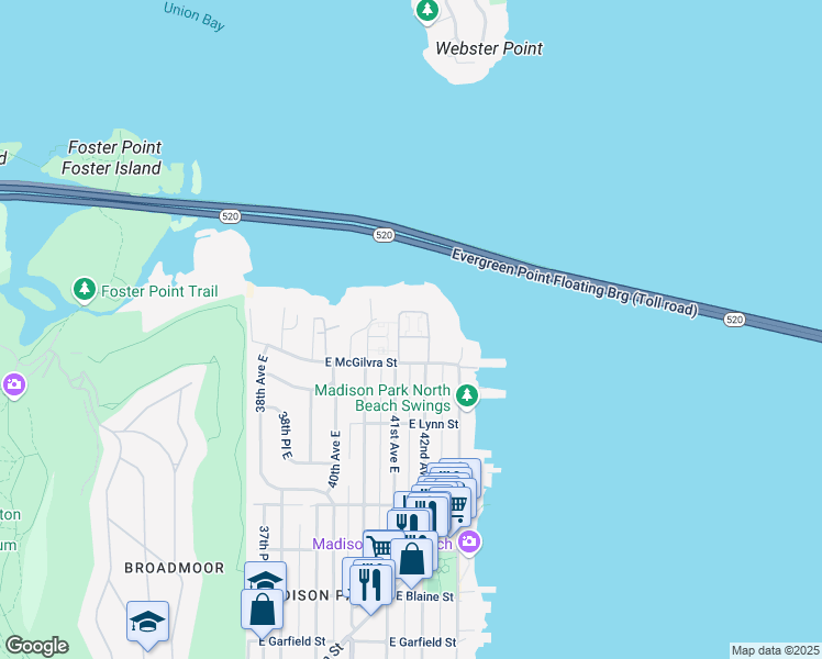 map of restaurants, bars, coffee shops, grocery stores, and more near 2516 42nd Avenue East in Seattle