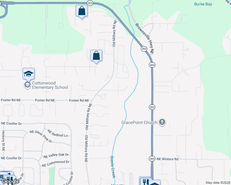 map of restaurants, bars, coffee shops, grocery stores, and more near 8819 Shady Forest Place Northeast in Bremerton