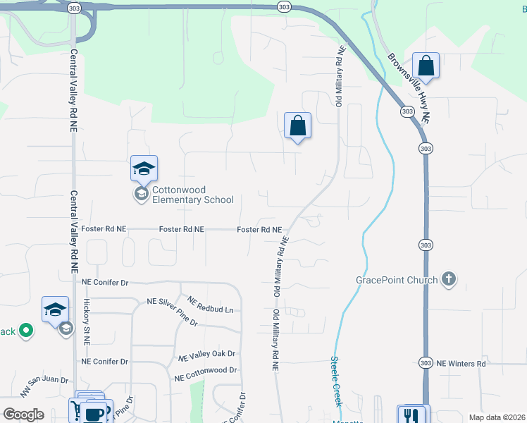 map of restaurants, bars, coffee shops, grocery stores, and more near 8628 Foster Grove Court Northeast in Bremerton