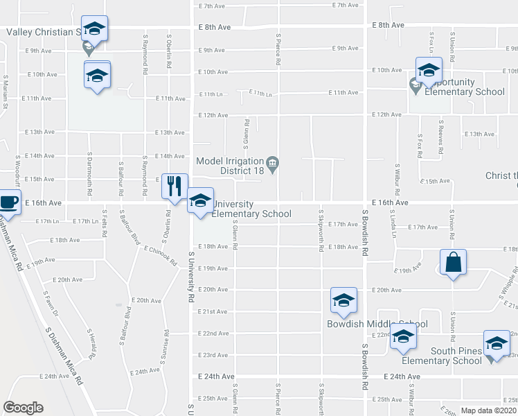 map of restaurants, bars, coffee shops, grocery stores, and more near 11021 East 17th Avenue in Spokane Valley