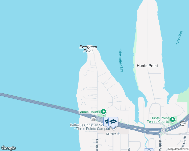 map of restaurants, bars, coffee shops, grocery stores, and more near 3455 Evergreen Point Road in Medina