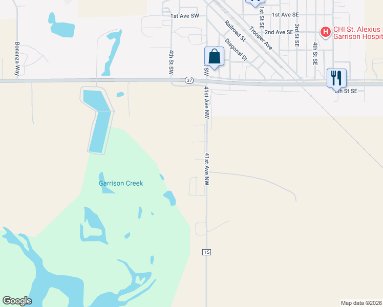 map of restaurants, bars, coffee shops, grocery stores, and more near 1571 41st Avenue Northwest in Garrison