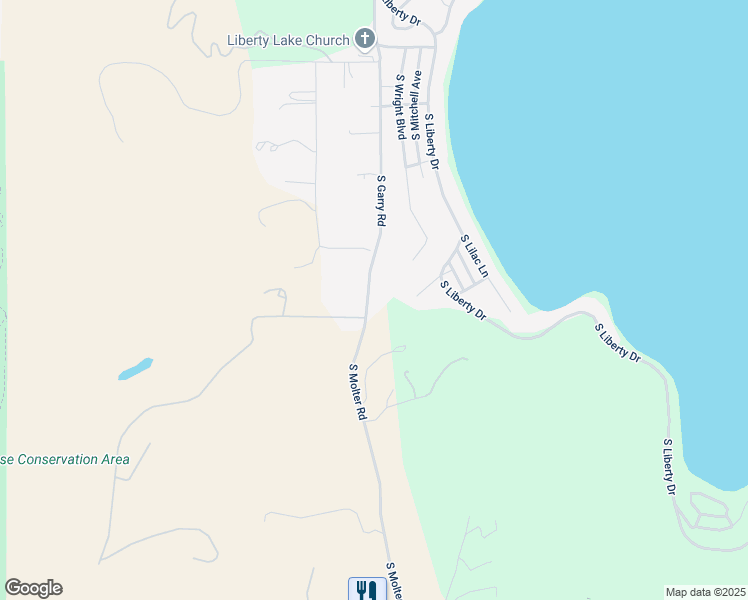 map of restaurants, bars, coffee shops, grocery stores, and more near 1425 South Garry Road in Liberty Lake