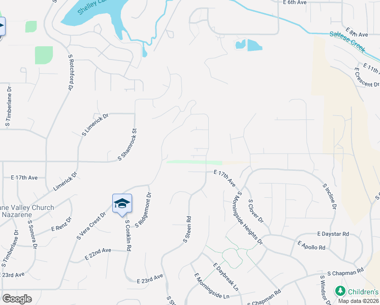 map of restaurants, bars, coffee shops, grocery stores, and more near 16923 East 17th Court in Spokane County