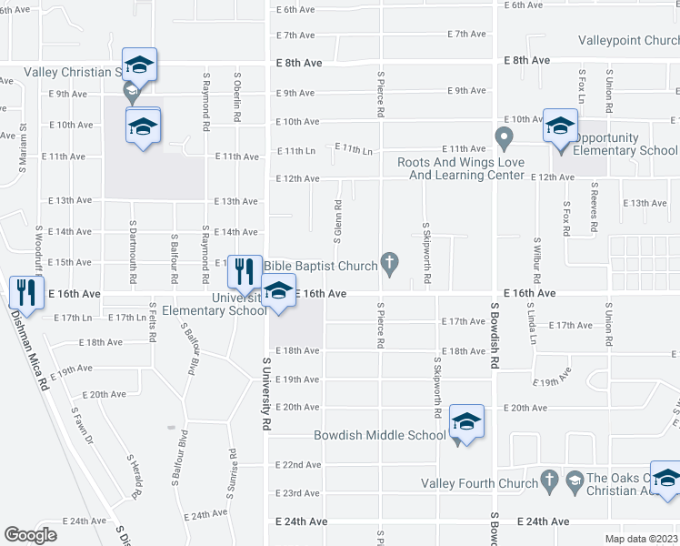 map of restaurants, bars, coffee shops, grocery stores, and more near 10912 East 15th Avenue in Spokane Valley