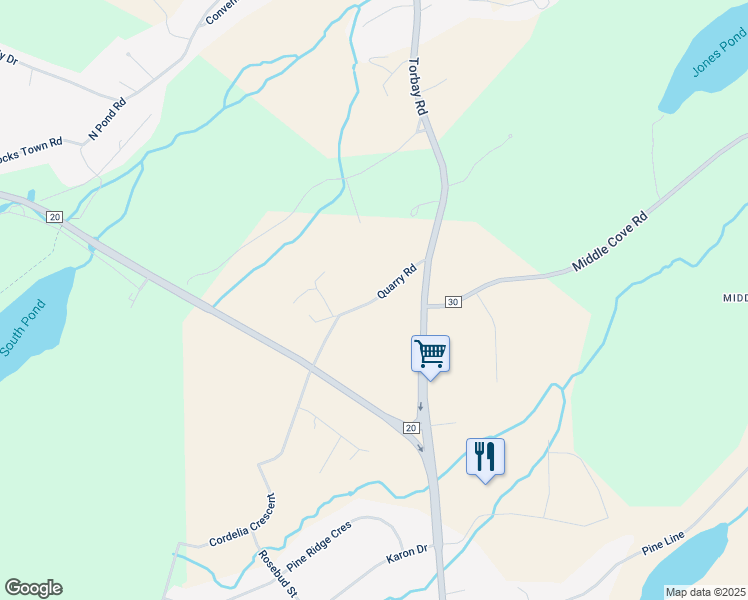 map of restaurants, bars, coffee shops, grocery stores, and more near Quarry Road in Torbay