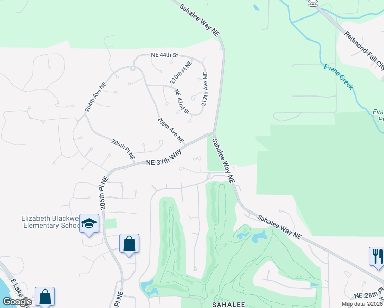 map of restaurants, bars, coffee shops, grocery stores, and more near 3615 211th Place Northeast in Sammamish