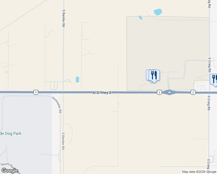 map of restaurants, bars, coffee shops, grocery stores, and more near U.S. Highway 2 East in Medical Lake