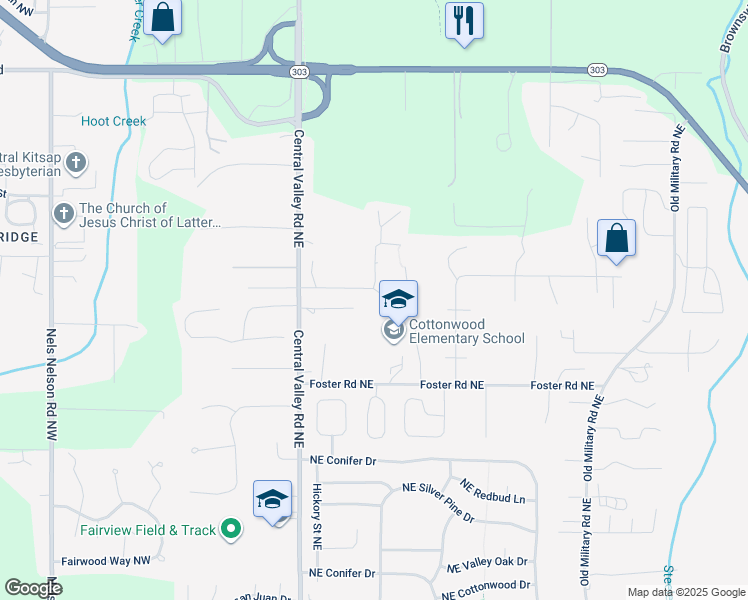 map of restaurants, bars, coffee shops, grocery stores, and more near 211 Northeast Watson Court in Bremerton
