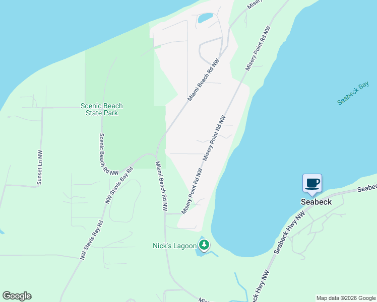 map of restaurants, bars, coffee shops, grocery stores, and more near 9001 Misery Point Road Northwest in Seabeck