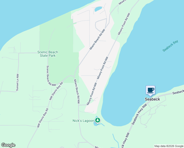 map of restaurants, bars, coffee shops, grocery stores, and more near 9001 Misery Point Road Northwest in Seabeck