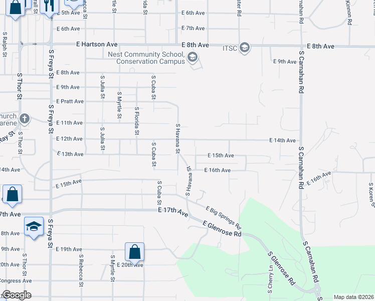 map of restaurants, bars, coffee shops, grocery stores, and more near in Spokane
