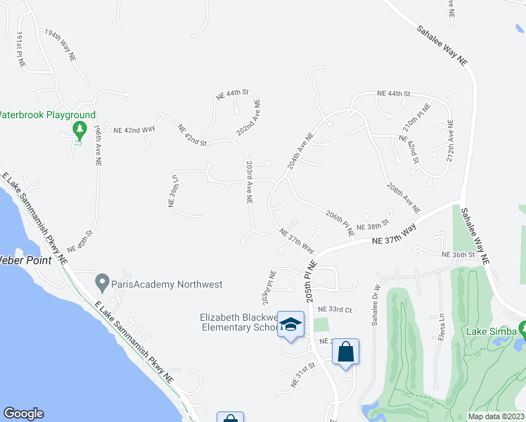 map of restaurants, bars, coffee shops, grocery stores, and more near 3819 204th Avenue Northeast in Sammamish