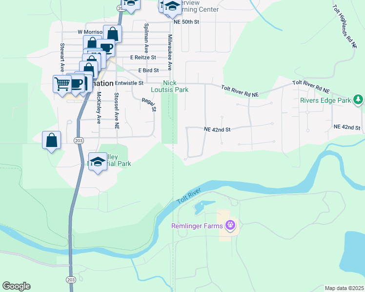 map of restaurants, bars, coffee shops, grocery stores, and more near 4085 325th Avenue Northeast in Carnation