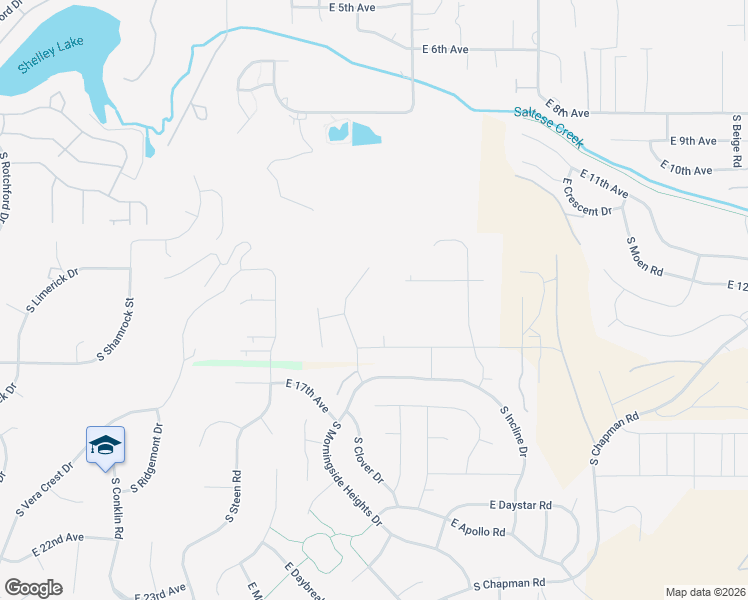 map of restaurants, bars, coffee shops, grocery stores, and more near 17407 South Shamrock Drive in Spokane