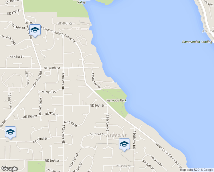 map of restaurants, bars, coffee shops, grocery stores, and more near 17538 Northeast 38th Court in Redmond