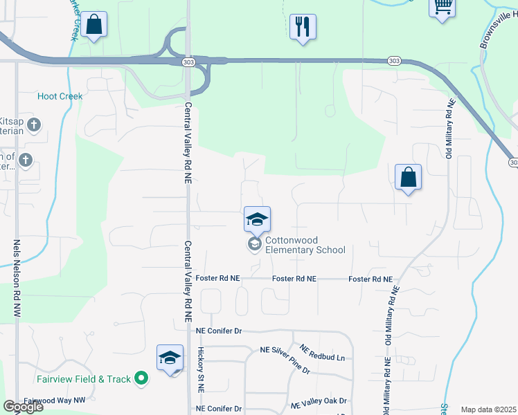 map of restaurants, bars, coffee shops, grocery stores, and more near 270 Northeast Watson Court in Bremerton