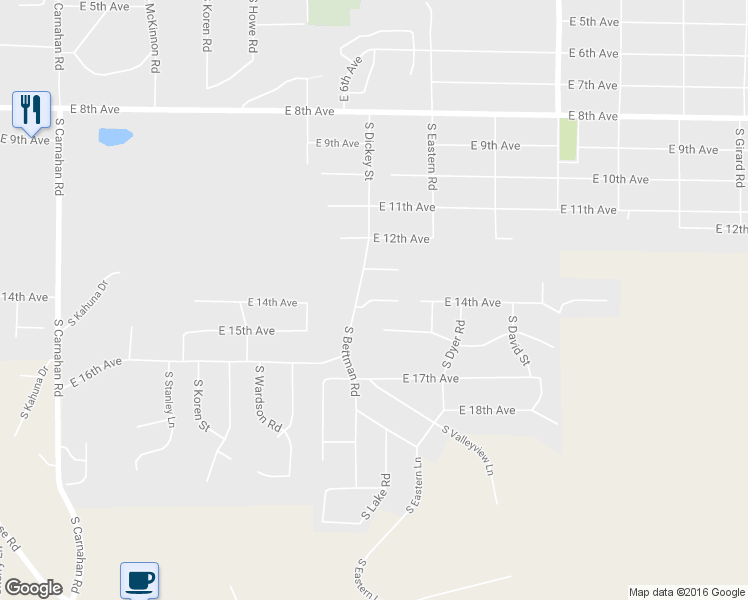 map of restaurants, bars, coffee shops, grocery stores, and more near 6101 East 14th Lane in Spokane Valley