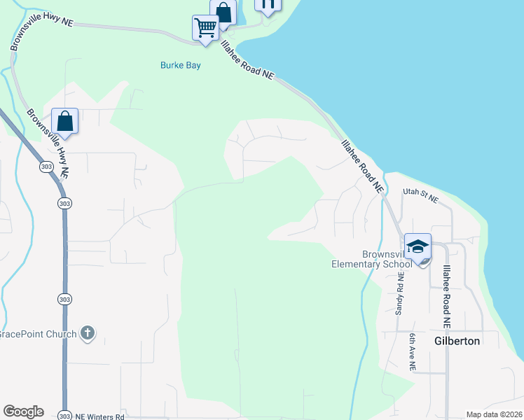 map of restaurants, bars, coffee shops, grocery stores, and more near 2633 Northeast Strand Road in Bremerton
