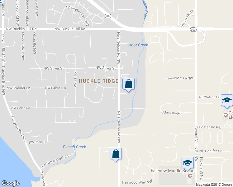 map of restaurants, bars, coffee shops, grocery stores, and more near 805 Northwest Huckle Drive in Bremerton