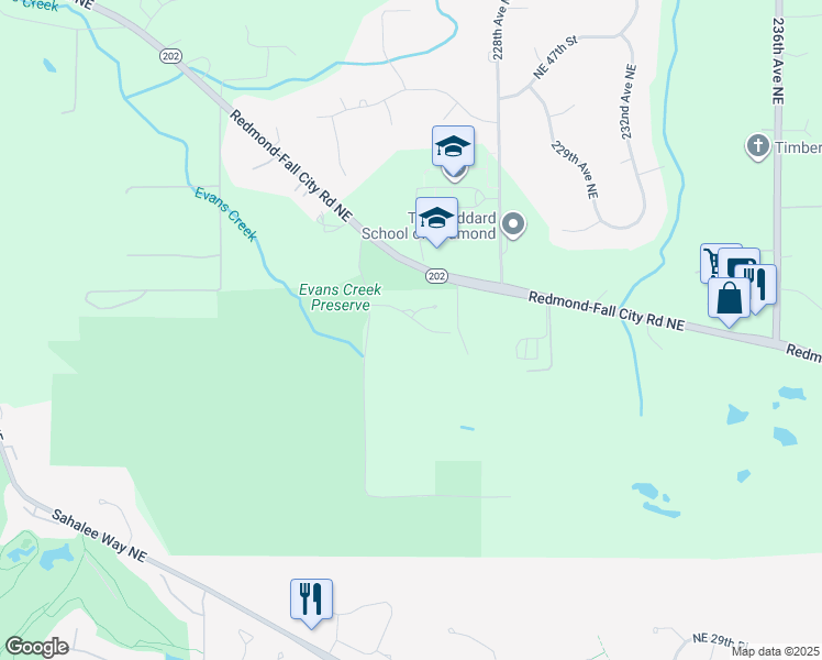 map of restaurants, bars, coffee shops, grocery stores, and more near 22515 Northeast 39th Way in Redmond