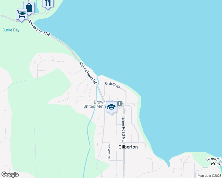 map of restaurants, bars, coffee shops, grocery stores, and more near 8832 Boundary Lane Northeast in Bremerton