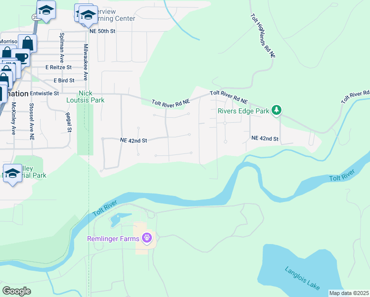 map of restaurants, bars, coffee shops, grocery stores, and more near 33010 Northeast 40th Place in Carnation