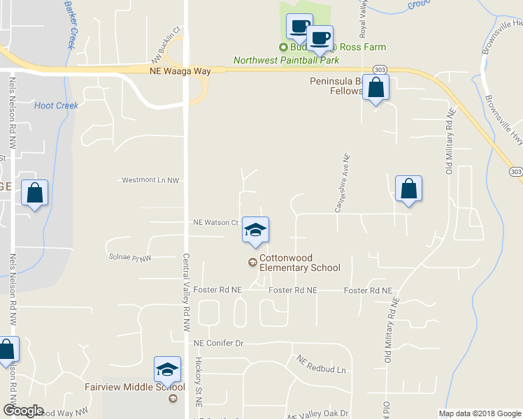 map of restaurants, bars, coffee shops, grocery stores, and more near 236 Northeast Watson Court in Bremerton