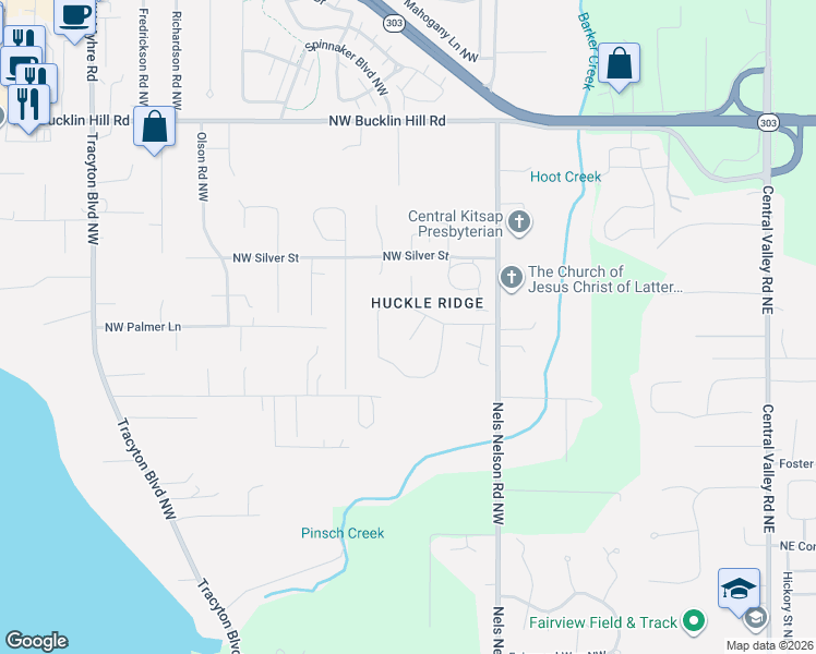 map of restaurants, bars, coffee shops, grocery stores, and more near 9050 Blake Court Northwest in Bremerton