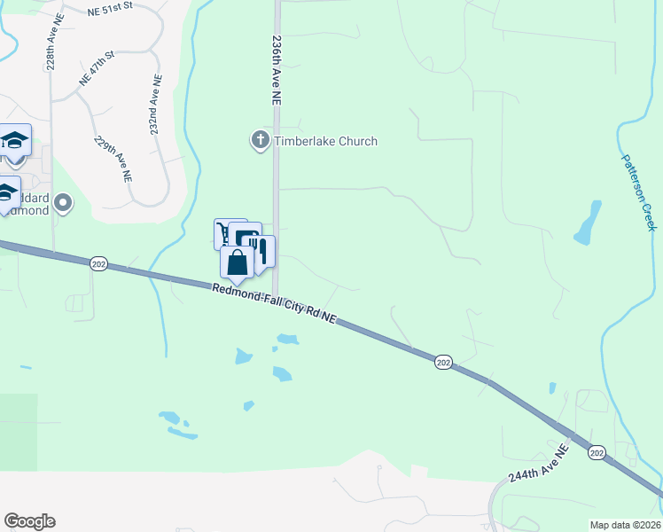map of restaurants, bars, coffee shops, grocery stores, and more near 4024 236th Avenue Northeast in Redmond