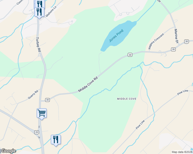 map of restaurants, bars, coffee shops, grocery stores, and more near 148 Newfoundland and Labrador 30 in Logy Bay-Middle Cove-Outer Cove